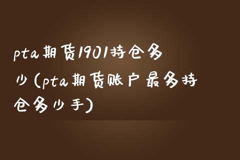 pta期货1901持仓多少(pta期货账户最多持仓多少手)_https://www.xmqjcw.com_期货投资_第1张
