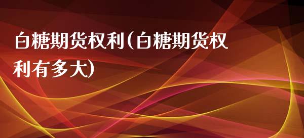 白糖期货权利(白糖期货权利有多大)_https://www.xmqjcw.com_期货投资_第1张