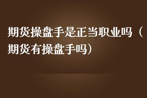 期货操盘手是正当职业吗（期货有操盘手吗）_https://www.xmqjcw.com_期货投资_第1张