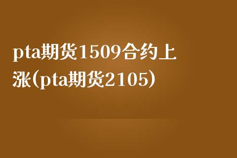 pta期货1509合约上涨(pta期货2105)_https://www.xmqjcw.com_基金理财_第1张