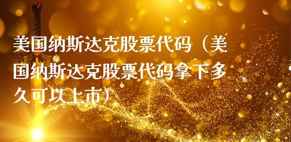 美国纳斯达克股票代码（美国纳斯达克股票代码拿下多久可以上市）_https://www.xmqjcw.com_期货开户_第1张