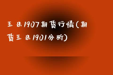 玉米1907期货行情(期货玉米1901分析)_https://www.xmqjcw.com_期货百科_第1张
