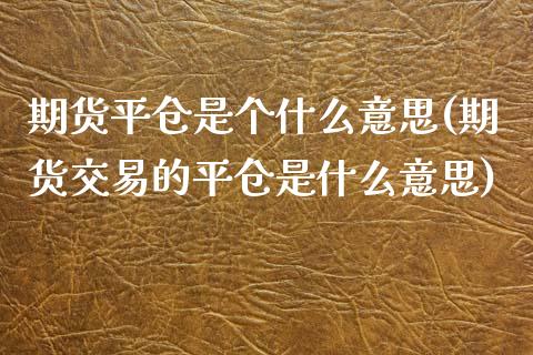 期货平仓是个什么意思(期货交易的平仓是什么意思)_https://www.xmqjcw.com_期货百科_第1张