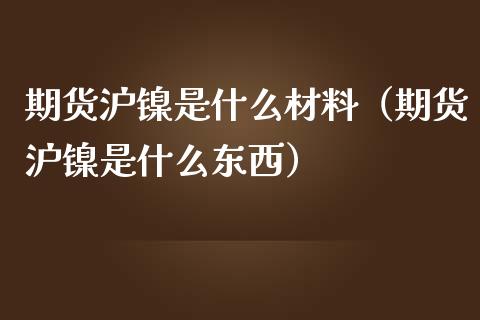 期货沪镍是什么材料（期货沪镍是什么东西）_https://www.xmqjcw.com_期货直播室_第1张