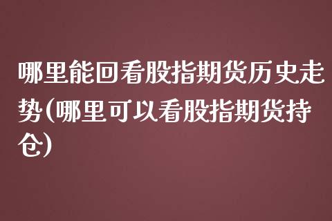 哪里能回看股指期货历史走势(哪里可以看股指期货持仓)_期货百科_第1张_秦聚理财 哪里能回看股指期货历史走势(哪里可以看股指期货持仓)_https://www.xmqjcw.com_期货百科_第1张