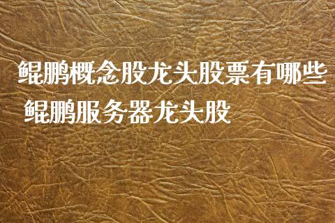 鲲鹏概念股龙头股票有哪些 鲲鹏服务器龙头股_https://www.xmqjcw.com_股票投资_第1张