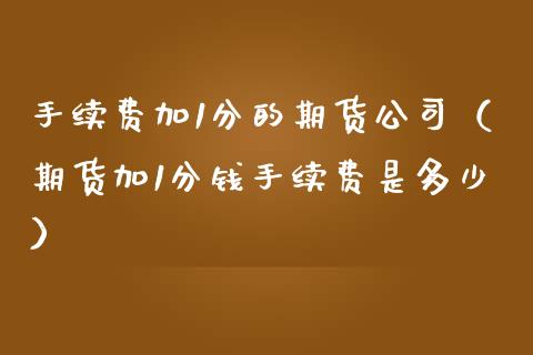 手续费加1分的期货公司（期货加1分钱手续费是多少）_https://www.xmqjcw.com_期货开户_第1张