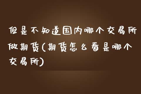但是不知道国内哪个交易所做期货(期货怎么看是哪个交易所)_https://www.xmqjcw.com_期货百科_第1张