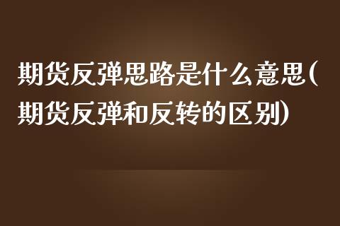 期货反弹思路是什么意思(期货反弹和反转的区别)_https://www.xmqjcw.com_期货百科_第1张