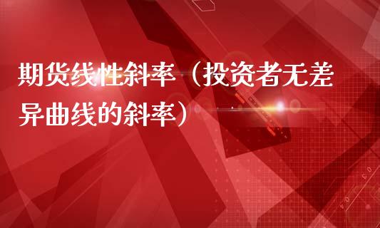 期货线性斜率（投资者无差异曲线的斜率）_https://www.xmqjcw.com_期货行情_第1张