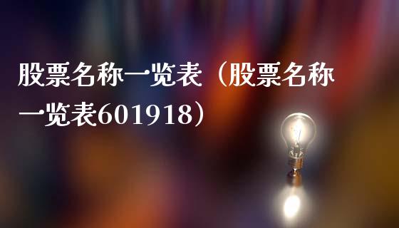 股票名称一览表（股票名称一览表601918）_https://www.xmqjcw.com_股票投资_第1张