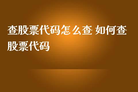 查股票代码怎么查 如何查股票代码_https://www.xmqjcw.com_股票投资_第1张