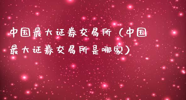 中国最大证券交易所（中国最大证券交易所是哪家）_https://www.xmqjcw.com_期货投资_第1张