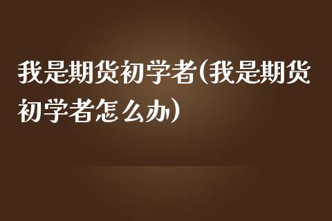 我是期货初学者(我是期货初学者怎么办)_https://www.xmqjcw.com_期货投资_第1张