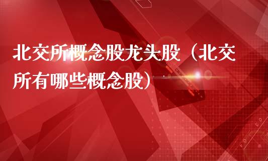 北交所概念股龙头股（北交所有哪些概念股）_https://www.xmqjcw.com_期货行情_第1张