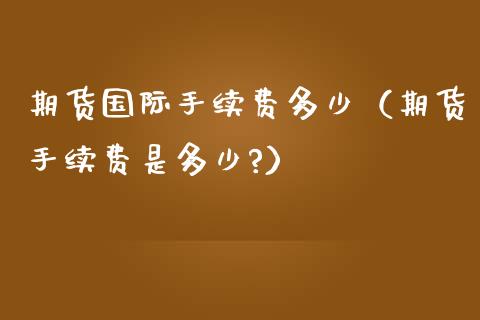 期货国际手续费多少（期货手续费是多少?）_https://www.xmqjcw.com_期货投资_第1张