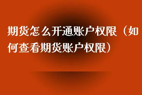 期货怎么开通账户权限（如何查看期货账户权限）_https://www.xmqjcw.com_期货开户_第1张