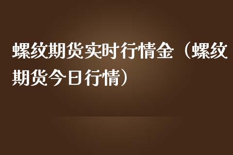 螺纹期货实时行情金（螺纹期货今日行情）_https://www.xmqjcw.com_期货投资_第1张
