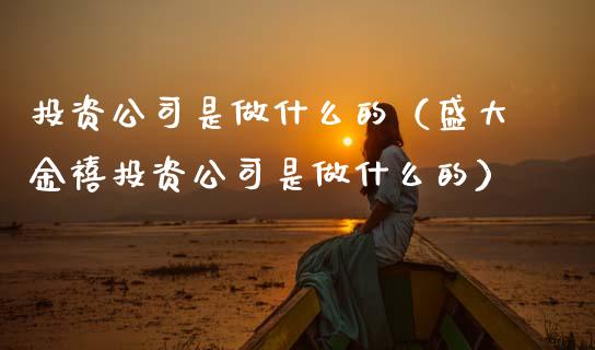 投资公司是做什么的（盛大金禧投资公司是做什么的）_https://www.xmqjcw.com_期货投资_第1张
