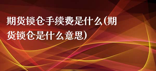 期货锁仓手续费是什么(期货锁仓是什么意思)_https://www.xmqjcw.com_期货百科_第1张