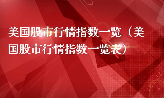 美国股市行情指数一览（美国股市行情指数一览表）_https://www.xmqjcw.com_期货投资_第1张