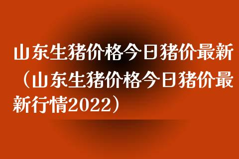 山东生猪价格今日猪价最新（山东生猪价格今日猪价最新行情2022）_https://www.xmqjcw.com_期货投资_第1张