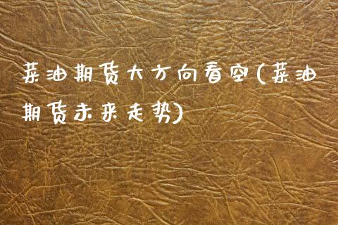 菜油期货大方向看空(菜油期货未来走势)_https://www.xmqjcw.com_期货百科_第1张