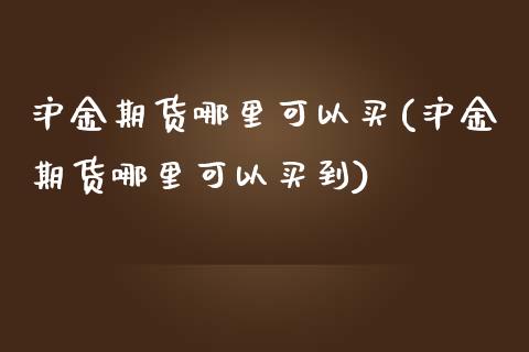 沪金期货哪里可以买(沪金期货哪里可以买到)_https://www.xmqjcw.com_期货百科_第1张