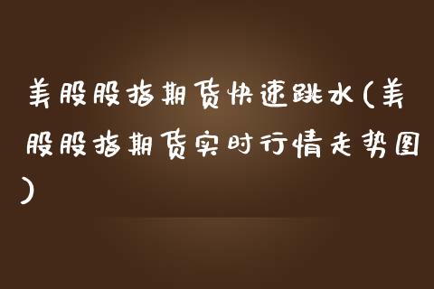 美股股指期货快速跳水(美股股指期货实时行情走势图)_https://www.xmqjcw.com_期货行情_第1张