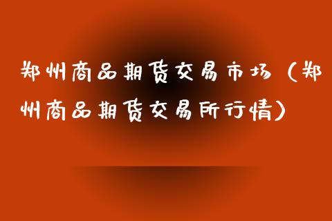 郑州商品期货交易市场（郑州商品期货交易所行情）_https://www.xmqjcw.com_期货投资_第1张