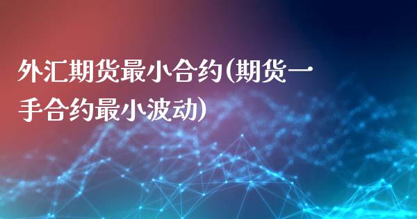 外汇期货最小合约(期货一手合约最小波动)_https://www.xmqjcw.com_股票投资_第1张