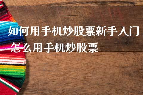 如何用手机炒股票新手入门 怎么用手机炒股票_https://www.xmqjcw.com_股票投资_第1张