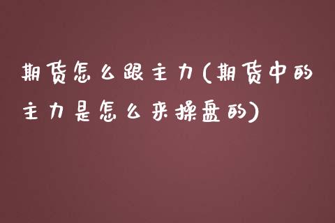 期货怎么跟主力(期货中的主力是怎么来操盘的)_https://www.xmqjcw.com_期货行情_第1张