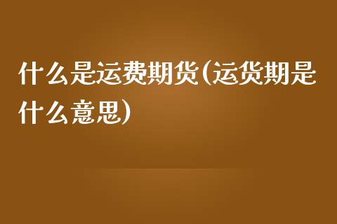 什么是运费期货(运货期是什么意思)_https://www.xmqjcw.com_股票投资_第1张