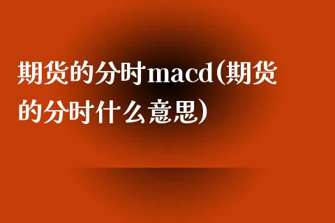 期货的分时macd(期货的分时什么意思)_https://www.xmqjcw.com_期货投资_第1张