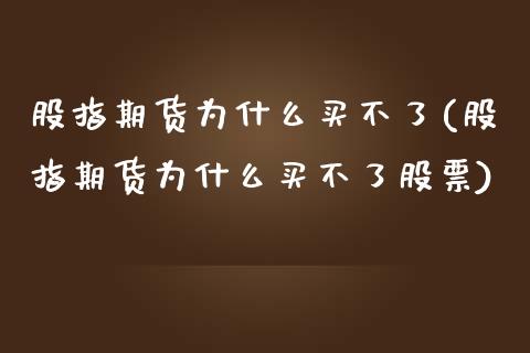 股指期货为什么买不了(股指期货为什么买不了股票)_https://www.xmqjcw.com_期货直播室_第1张
