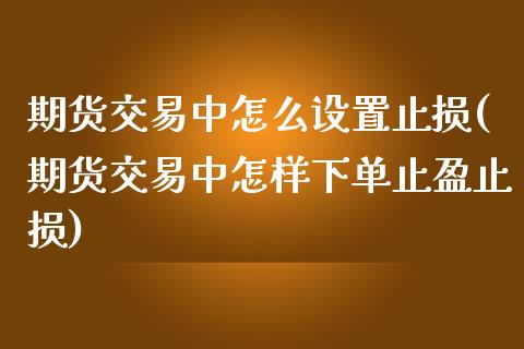 期货交易中怎么设置止损(期货交易中怎样下单止盈止损)_https://www.xmqjcw.com_期货百科_第1张