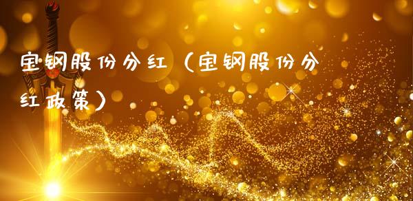 宝钢股份分红（宝钢股份分红政策）_https://www.xmqjcw.com_期货行情_第1张