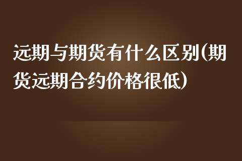 远期与期货有什么区别(期货远期合约价格很低)_https://www.xmqjcw.com_期货百科_第1张