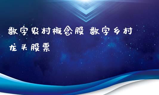 数字农村概念股 数字乡村龙头股票_https://www.xmqjcw.com_股票投资_第1张