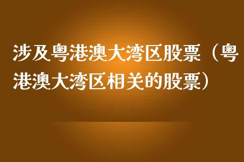 涉及粤港澳大湾区股票（粤港澳大湾区相关的股票）_https://www.xmqjcw.com_股票投资_第1张