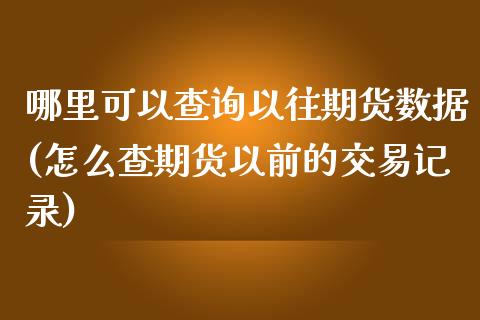 哪里可以查询以往期货数据(怎么查期货以前的交易记录)_https://www.xmqjcw.com_期货百科_第1张