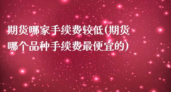 期货哪家手续费较低(期货哪个品种手续费最便宜的)_https://www.xmqjcw.com_期货百科_第1张
