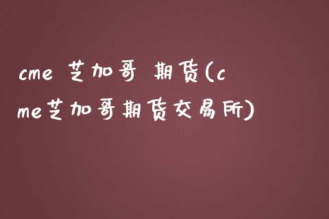 cme 芝加哥 期货(cme芝加哥期货交易所)_https://www.xmqjcw.com_期货投资_第1张