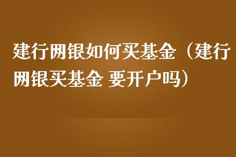 建行网银如何买基金（建行网银买基金 要开户吗）_https://www.xmqjcw.com_基金理财_第1张