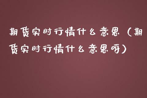 期货实时行情什么意思（期货实时行情什么意思呀）_https://www.xmqjcw.com_期货直播室_第1张