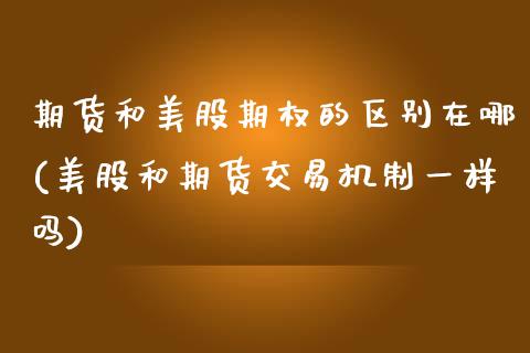 期货和美股期权的区别在哪(美股和期货交易机制一样吗)_https://www.xmqjcw.com_期货开户_第1张