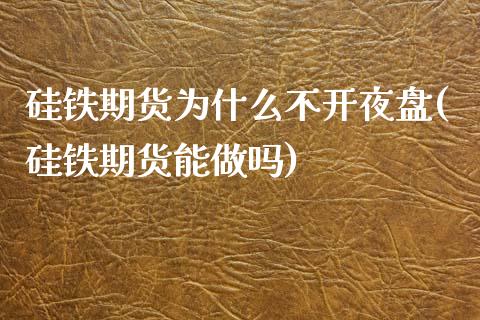 硅铁期货为什么不开夜盘(硅铁期货能做吗)_https://www.xmqjcw.com_基金理财_第1张