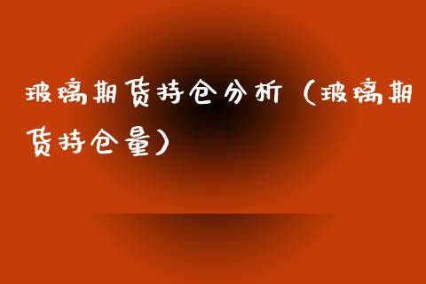 玻璃期货持仓分析（玻璃期货持仓量）_https://www.xmqjcw.com_期货投资_第1张