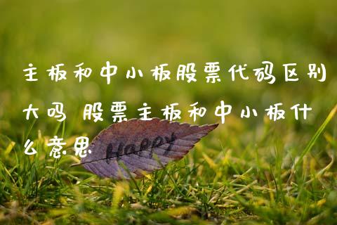 主板和中小板股票代码区别大吗 股票主板和中小板什么意思_https://www.xmqjcw.com_股票投资_第1张